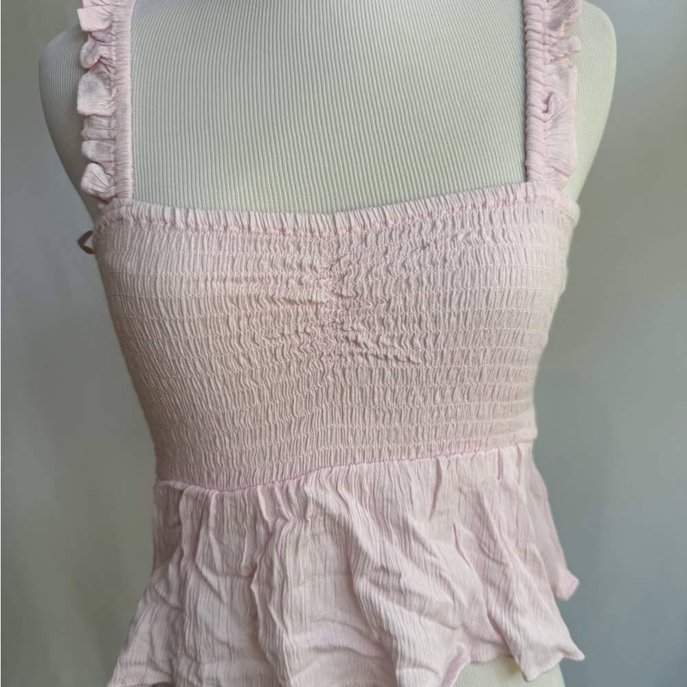 Miss Selfridge Pink Ruffle Crop Top